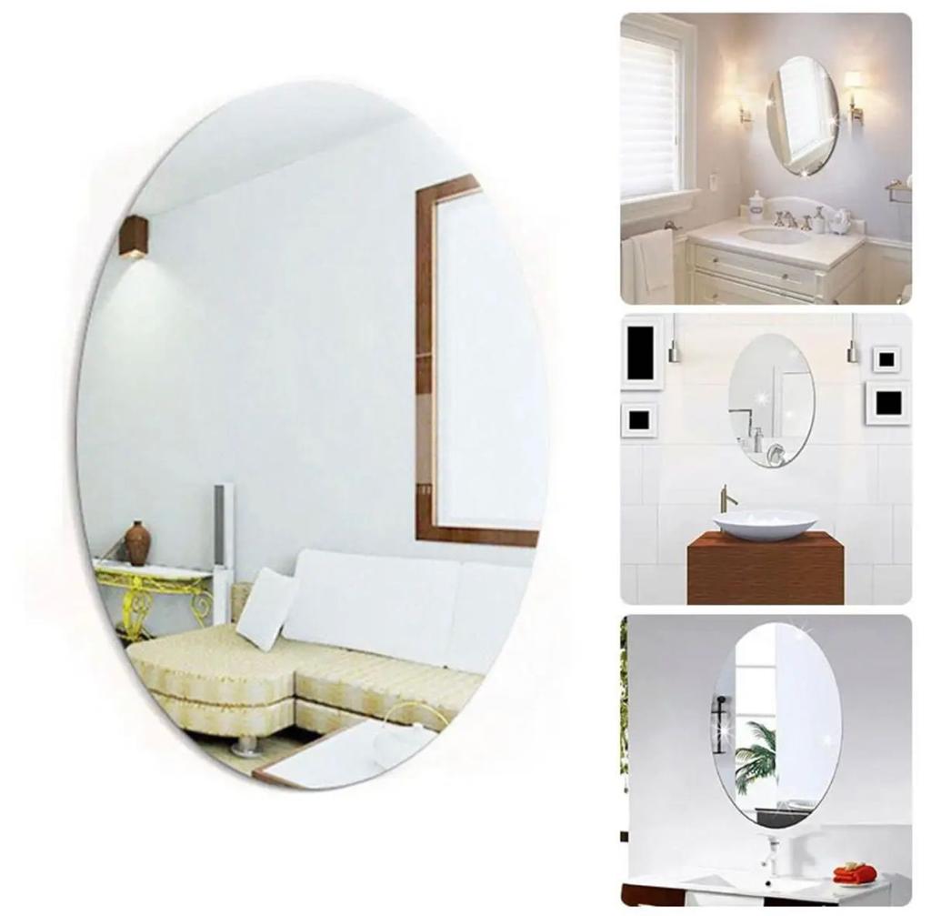 Self Adhesive Acrylic Non Glass Mirror Wall Sticker Oval Shape